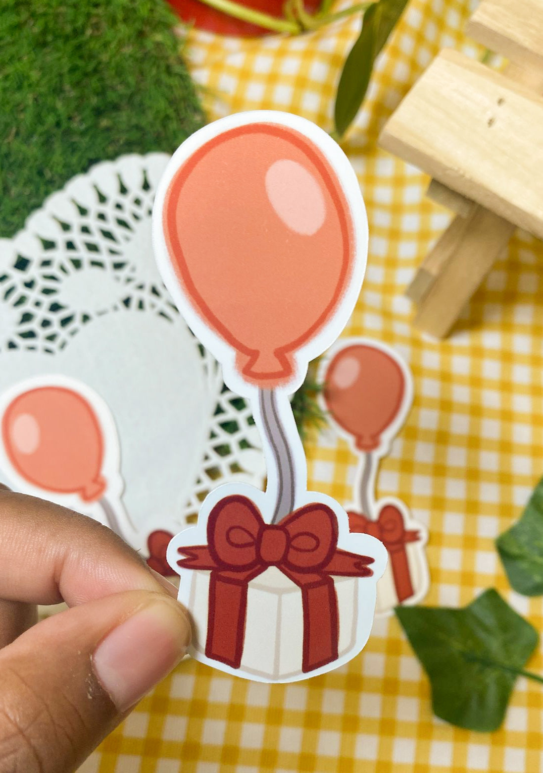 Balloon Present Matte Vinyl Sticker