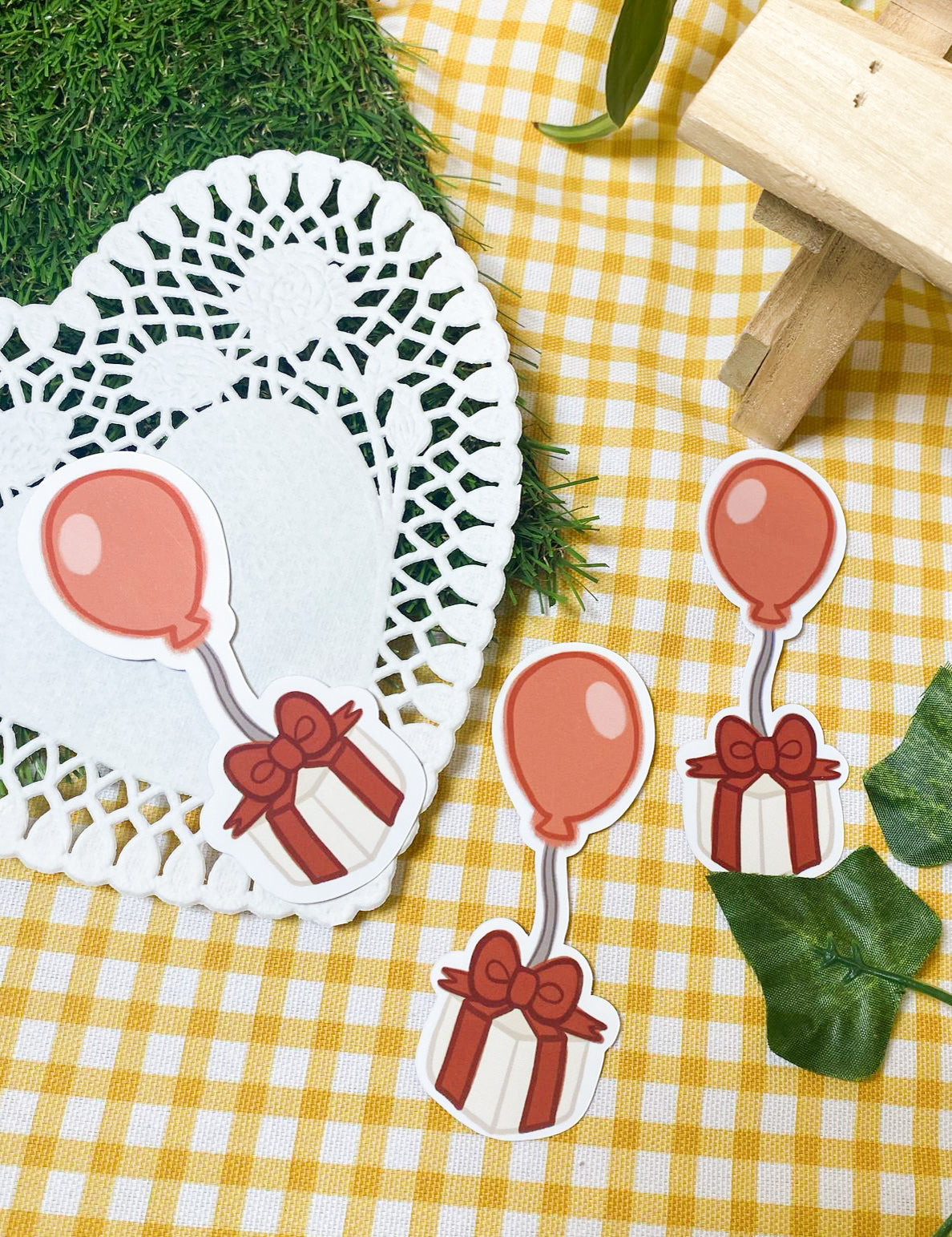 Balloon Present Matte Vinyl Sticker