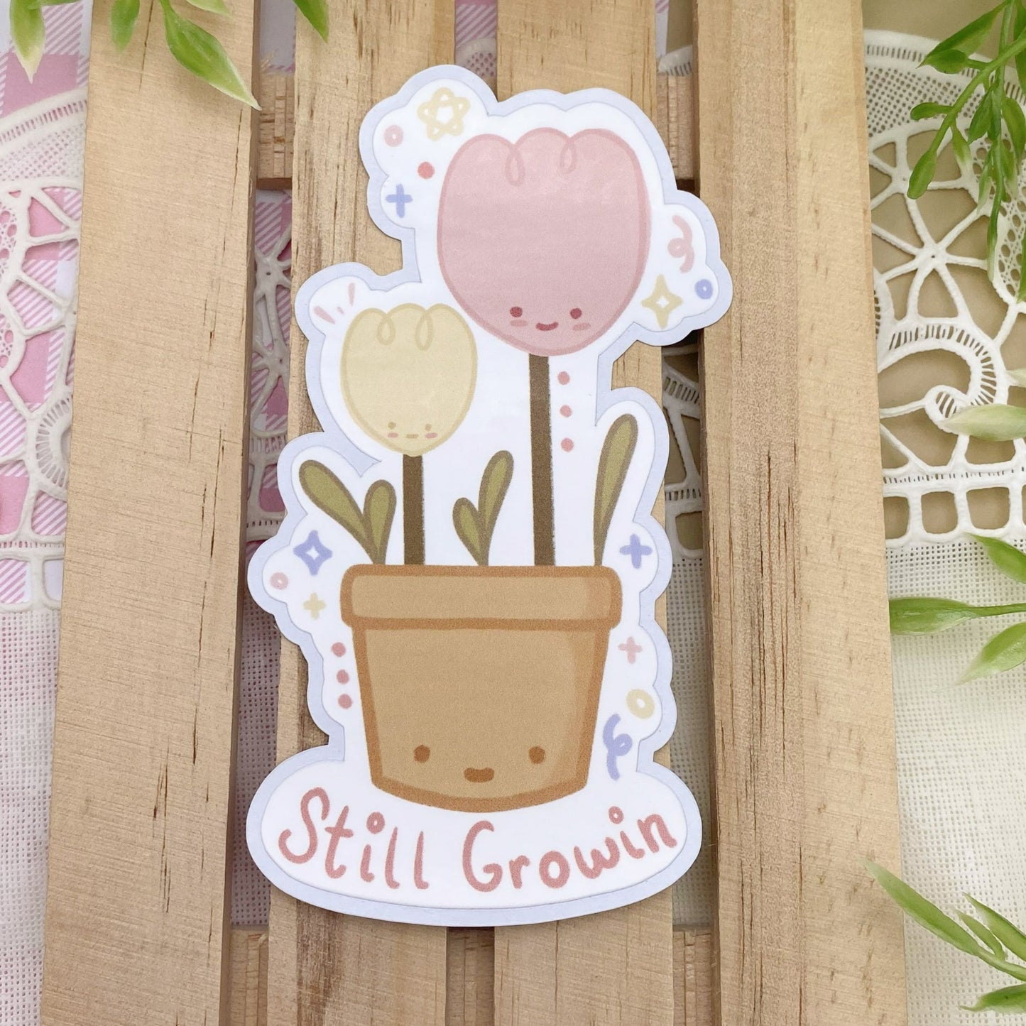 "Still Growin" Tulips Matte Vinyl Sticker
