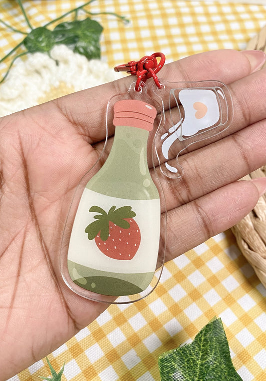 Strawberry Soju Bottle Acrylic charm