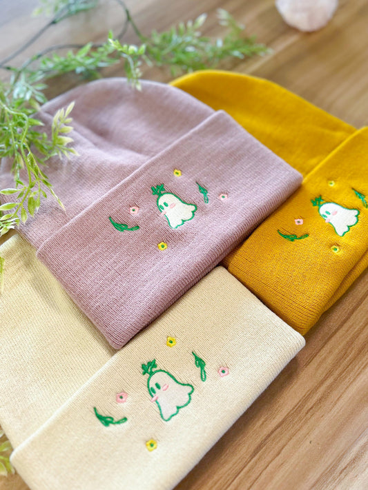 Sprout Ghost Embroidered Beanies