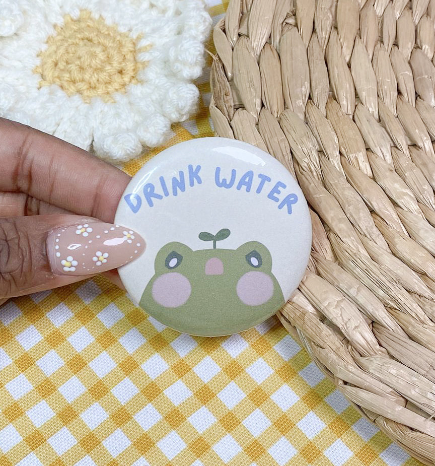 " Drink Water " frog button