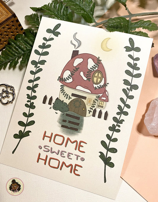 Mushroom House " Home Sweet Home" Print