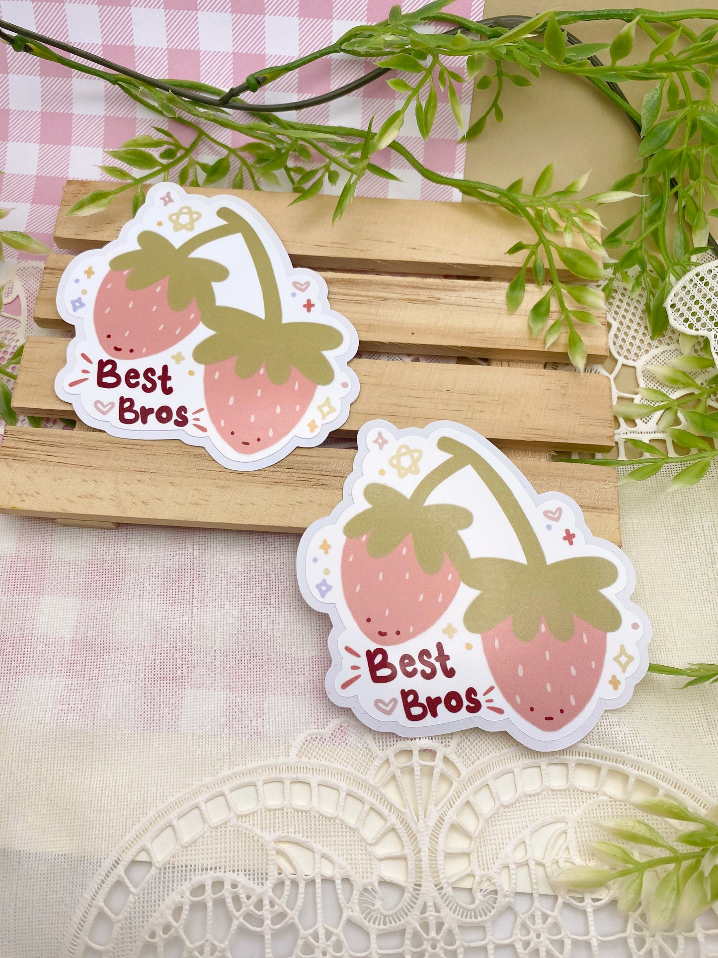 Best Strawberry Bros Glossy Matte Sticker